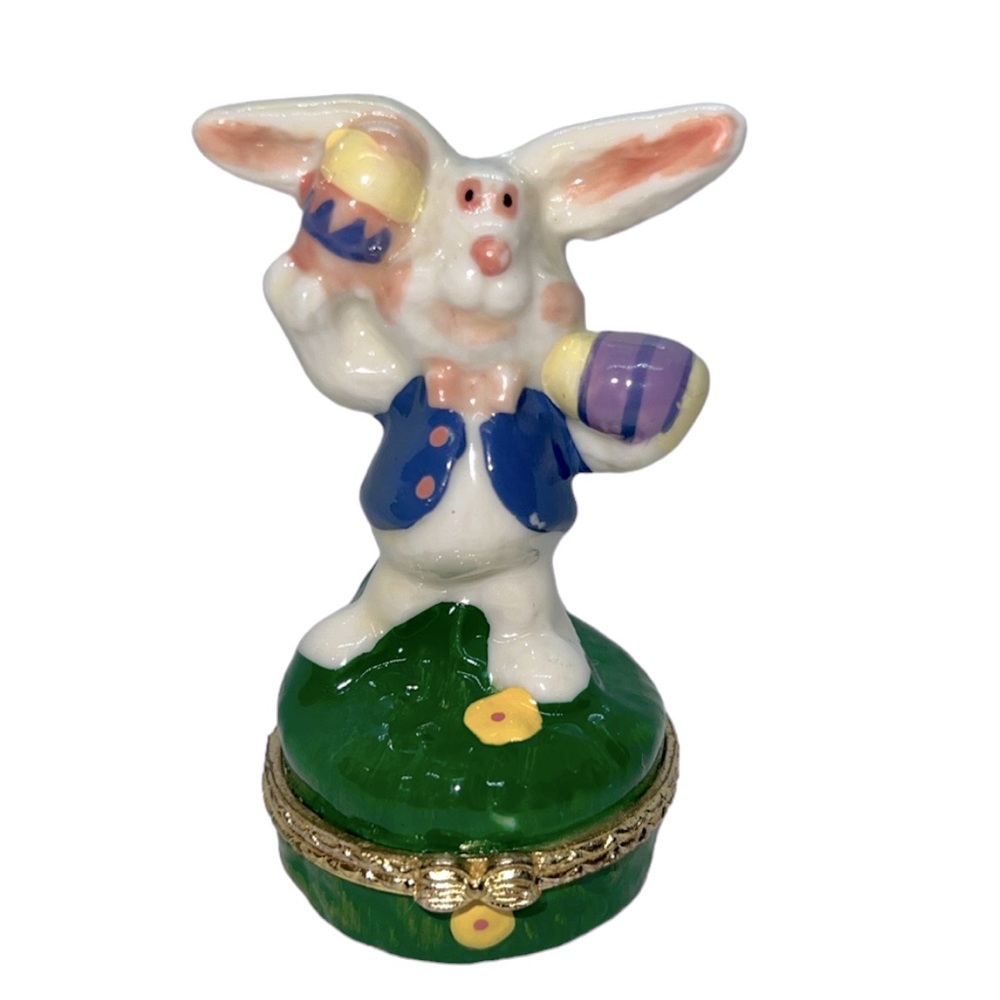 EASTER BUNNY HINGED TRINKET BOX VINTAGE 90s